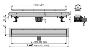Душевой лоток AlcaPlast с двухсторонней решеткой Double 85см хром APZ23-DOUBLE9-850